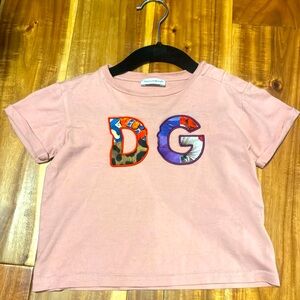 Dolce & Gabbana Pink Patchwork DG Patch Cotton T-shirt for girls.